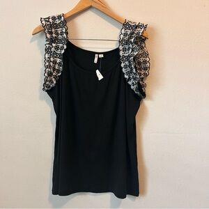 Cato 18/20 Women’s Black Tank Top with White Lace Ruffle Blouse